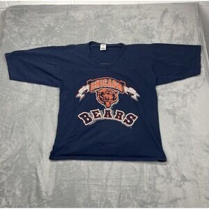 Chicago Bears Shirt Womens XL Blue Artex NFL Football Sports V-Neck USA Made Tee
